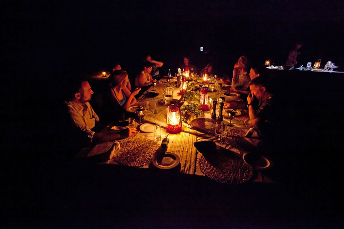 Dining under the stars in the Klaserie - enjoying the food !