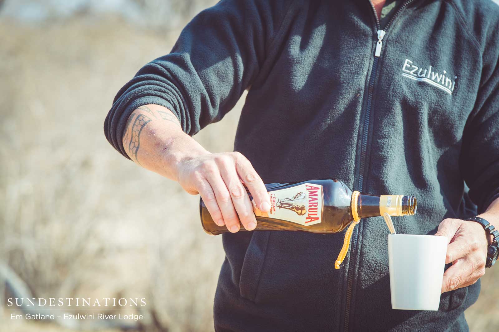 Drinking Amarula on Safari