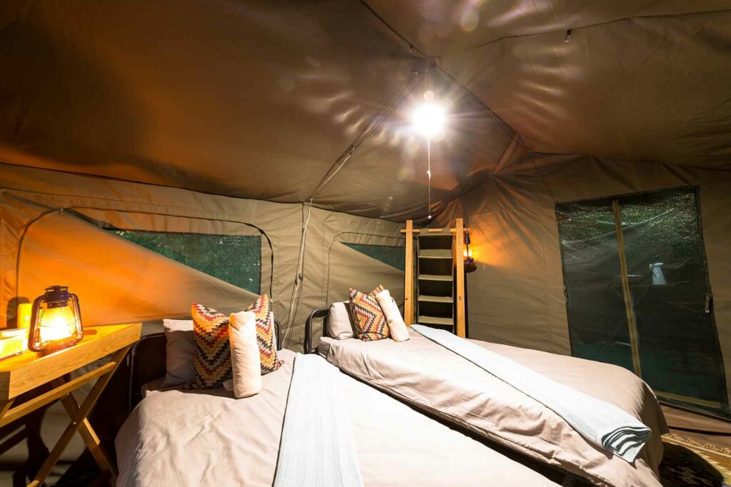 Guest tent interior at Xobega Island Guest tent interior at Xobega Island
