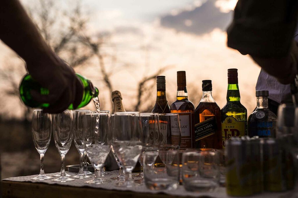 Sundowners on game drive in the Kwatale Conservancy Sundowners on game drive in the Kwatale Conservancy
